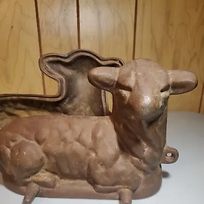 Vintage Antique Cast Iron Lamb Sheep 2 Piece Mold Baking Cake Candy Chocolate  • $109.99