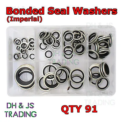 £21.99 • Buy Assorted Box Of Bonded Seal Washers Dowty Washers BSP  (1/8 - 1  BSP) Qty 90