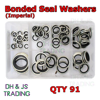 £21.99 • Buy Assorted Box Of Bonded Seal Washers Dowty Washers BSP  (1/8 - 1  BSP) Qty 90
