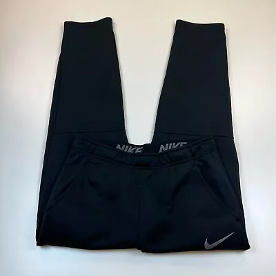 Nike Dri Fit Sweatpants Mens Small Black Stretch Drawstring Training Fleece • $17.99