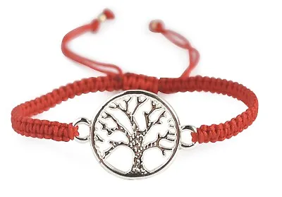 Tree Of Life Bracelet Black Or Red Silver Pendant Ethnic Druid Pagan Tribal • £2.99