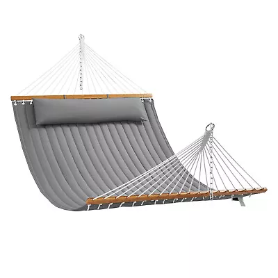VEVOR Double Quilted Fabric Hammock With Hardwood Spreader Bar Detachable Pillow • $79.99