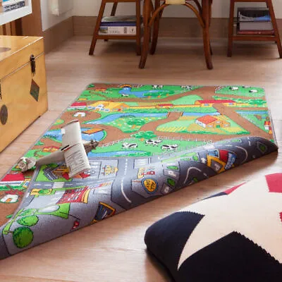 Streets & Roads Kids Playmats - Cheap Reversible Farm & City Fun Interactive Mat • £28.95