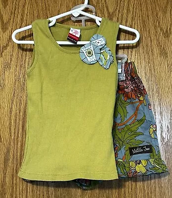 Matilda Jane Girls Serendipity Celery Tank & Field Trip Shorts Outfit Size 4 2pc • $25