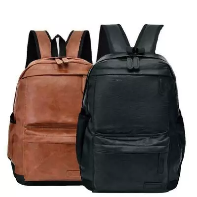 New Fashion Mens Leather School Backpack Waterproof Laptop Travel Bag • $37.50