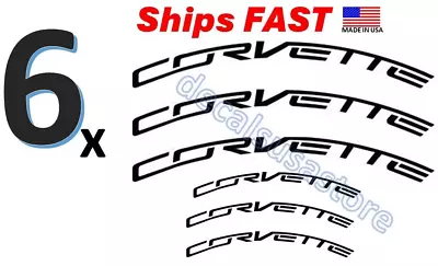 6 X Corvette C7 Caliper Decal Black Sticker - Heat Resistant - Free Shipping • $20.49