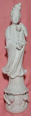 Asian Antique Chinese 14  Kwan Quan Yin Blanc De Chine Porcelain Goddess Statue • $50