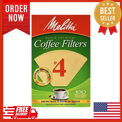Melitta #4 Cone Coffee Filters Unbleached Natural Brown 100 Total Filters Coun • $7.19
