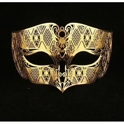 Gold Male Masquerade Masks Laser Cut Metal Mask For Men • $19.45