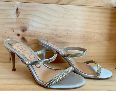 £6 • Buy River Island UK Size 5 Diamante Crystal Strappy Sandals High Heels Silver Shoes 
