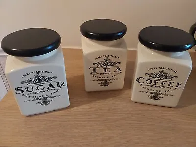 Cooks Traditional Tea Coffee Sugar Storage Jars • £16