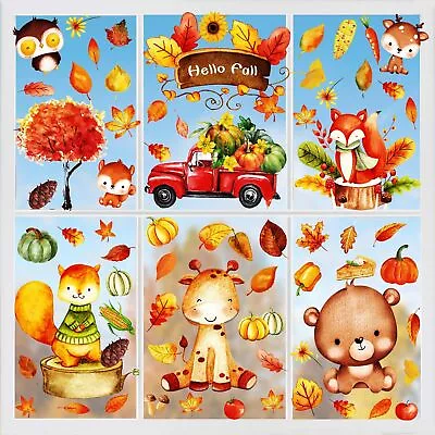 Fall Thanksgiving Window Clings Decorations 10 Sheets Multicolor  • $13.02