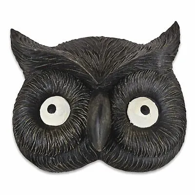 Black Owl Face Tree Wall Fence Decoration Weatherproof Garden Sculpture Ornament • £9.95