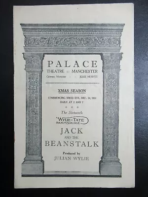 1931 JACK And The BEANSTALK PANTOMIME - Palace Theatre Manchester Programme • £10