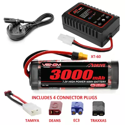 Tamiya RC Car Battery 7.2v 3000mAh NiMH Rechargeable Battery + 2ah FAST CHARGER • £33.99