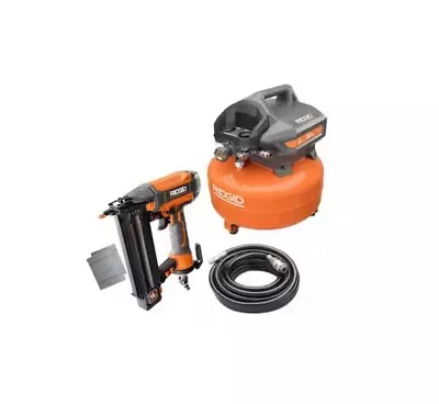 Ridge 6 Gal. Pancake Air Compressor And Pneumatic 18- Gauge 2-1/8in. Brad Nailer • $129.99