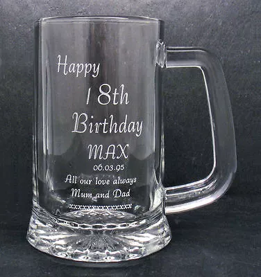 Personalised 1 Pint Glass Tankard 18th 21st 30th Birthday Free Gift Box RH • £13.99