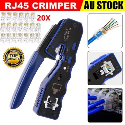 RJ45 EZ Crimper Cat 5e 6 7 HD Pass Through Network Connector Tool Crimping Plier • $22.85