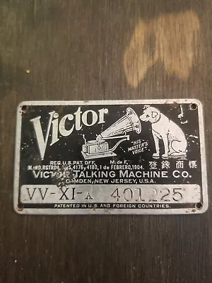 Vintage Victor Talking Machine Co. Victrola Vv-xi Metal Id Emblem Name Plate • $16.99