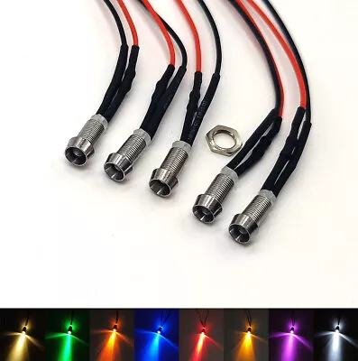 3mm Ultra Bright Pre-Wired LEDs 5mm Panel Mount Indicator 3V 6V 9V 12V 24V~220V • £1.61