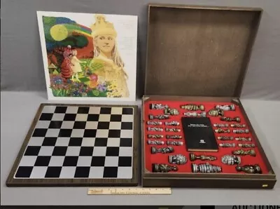 Beautiful Vintage Alcoa Alice In Wonderland Aluminum Chess Set With Board  • $685