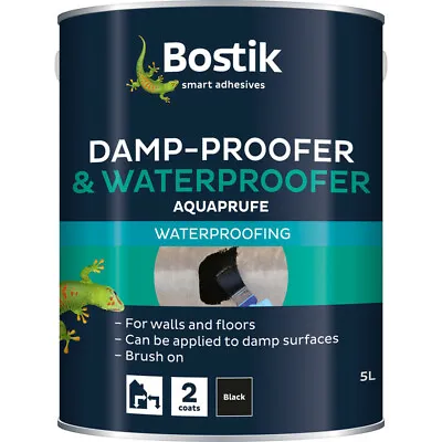 Bostik Waterproofer | Damp-Proofer Water Proofing Paint Bitumen Coating 2.5 & 5L • £25.95