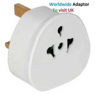 Worldwide USA EU Euro Visitor To UK Travel 13amps Main Adaptors Plug PACK 1|2|5 • £21.49