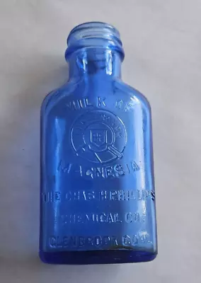 Vintage Genuine Phillips Milk Of Magnesia Cobalt Blue Glass Embossed Bottle 5  • $7.99