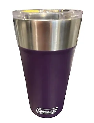 Coleman Brew Tumbler 20oz Purple Insulated Stainless Steel Built In Bottle Open • $18