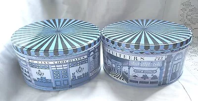 2 Empty Biscuit Tins From Biscuiteers Designed By Bigfish UK 2016 Blues • £12