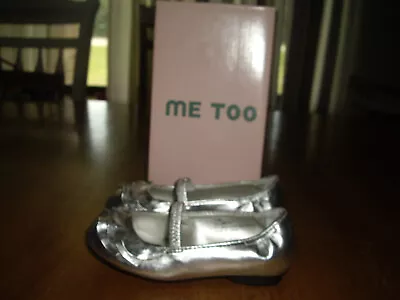 NEW Little Girls Size 7.5 Me Too Lil Limit Ll Silver Metallic Ballet Flat Shoes • $25