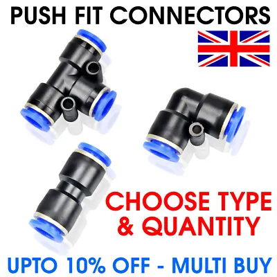 Nylon Pneumatic Push Fit Connector Tube Pipe Joiner Speed Air Water Lines Hose • £1.80