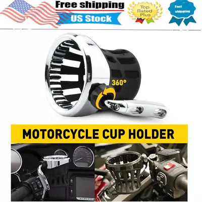 For Motorcycle Handlebar Cup Holder Drink W/ Mesh Basket Mount Universal Chrome • $25.99