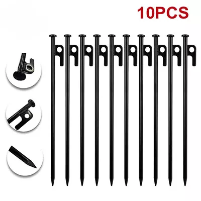 10Pcs 30cm Long Tent Pegs Heavy Duty Steel Marquee Ground Stakes Camping Awning • £11.99