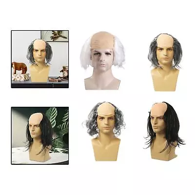 Old Man Balding Wig Cap Balding Crazy Scientists Wig For Halloween Weddings • $11.72