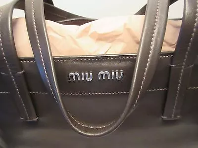 Miu Miu  Leather Tote  Rr1934 Dark Brown  Vitello Leather Purse Bag By Prada • $599