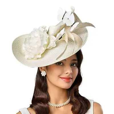 Fascinator Kentucky Hat Women Fascinator Derby Straw Feather Pillbox Hats • $16