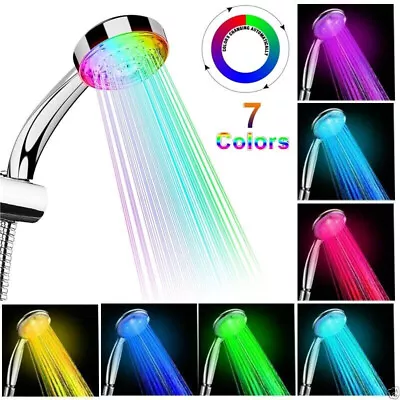 Shower Head High Pressure 7 Color Changing Hand Held Water Rain Bath Spray Hose • $8.95