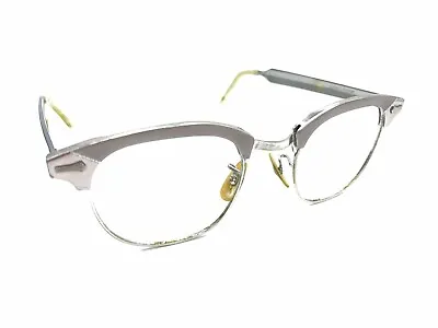 Shuron 1/10 12K GF Vintage Tart Pink Aluminum Clubmaster Eyeglasses Frames 48-22 • $109.99