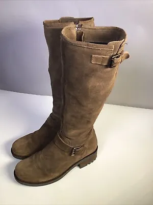 La Canadienne Womens Suede Mid Calf Low Block Heeled Riding Boots  Size 8 1/2 • $83