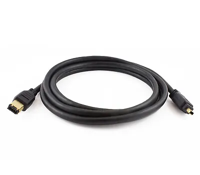 6 FT Black FIREWIRE CABLE 6PIN TO 4PIN IEEE 1394 ILINK PC MAC 6' 6 To 4 6-4 PINS • $9.99