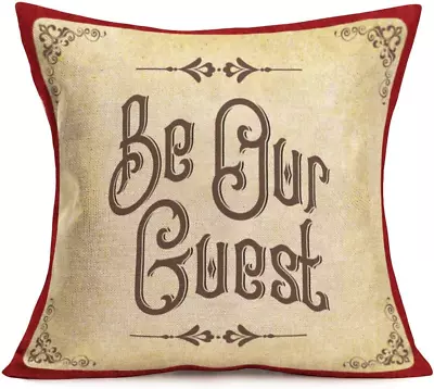 Professional Title:  Vintage Be Our Guest Decorative Throw Pillow Covers With El • $14.27