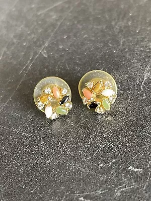 Vtg Avon Jade Tigers Eye Coral Jett And Opal Pierced Earrings • $4.50