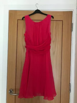 Phase Eight Marti Chiffon Magenta Dress 16 New With Tags • £15.99