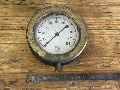 Antique Ashcroft 250 Psi Brass Cast Iron Steam Pressure Gauge Steampunk • $125