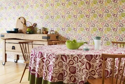 £120 • Buy 210224 50s RETRO Sanderson Portabello GREEN-MAUVE Wallpaper - NEW - 6 WIDE ROLLS