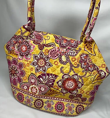 Vera Bradley Handbag Shoulder Bag Hobo Purse Bali Gold Yellow Retired Floral  • $28.99