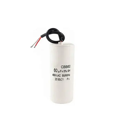 £12.94 • Buy Cbb60 Motor Capacitor With Wire Lead 60Uf 450Vac Frequency 50/60Hz White