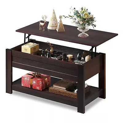 Modern Lift Top Coffee TableRustic Coffee Table With Storage Shelf And Hidde... • $109.86