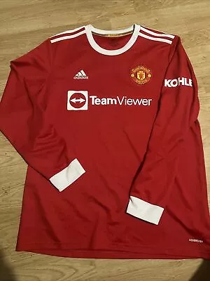Genuine 2021/22 Rare Manchester United L/s Home Shirt Xl Adidas • £14.99